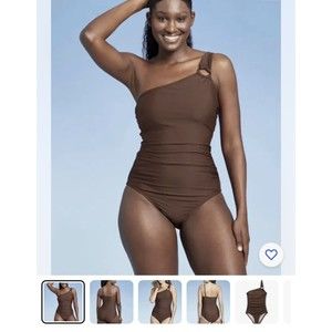 NWT Women’s Asymmetrical Ring High Coverage Swimsuit, Kona Sol, Size M (8-10)